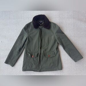 Vintage Ralph Lauren Polo Jeans Olive Green Fur Trim Barn Jacket S (see pics)